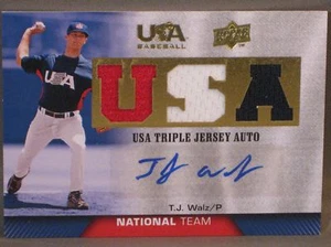 2009-10 USA BASEBALL T.J. WALZ TRIPLE JERSEY AUTOGRAPH - Bild 1 von 1