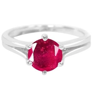 1.20Ct Round Cut 100% Natural Burmese Red Ruby Solitaire Ring In 14KT White Gold - Picture 1 of 1