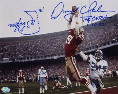 Dwight Clark Signed AUTO Photo The Catch Hand drawn Play CSA show ticket PSA/DNA - Image 1 of 3