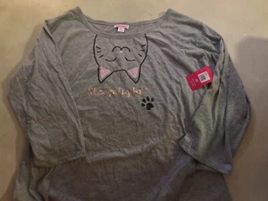 Dollhouse Gray Night Gown Nightgown with Cat Sleep Tight! 3X NEW with Tag! - Picture 1 of 3