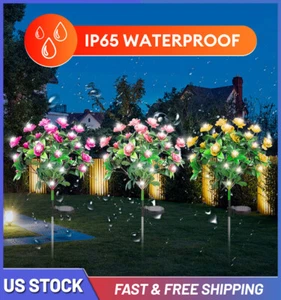 LED Solar Azalea Flower Lights Outdoor Garden Stake Landscape Decor Lamp IP65 - Picture 1 of 18