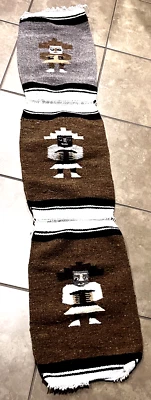 Alfombra de lana mexicana tejida a mano vintage colgante de pared manta de silla de montar oaxaqueña azteca Foto 1 de 4