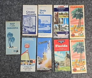 Lotto (9) mappe stradali vintage anni 50 - 80 Florida Siesta Sarasota Golfo Standard Oil - Foto 1 di 10