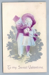 ANTIGUA POSTAL DE SAN VALENTÍN EN RELIEVE PAREJA VICTORIANA - Imagen 1 de 2