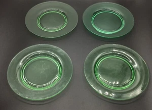 Vintage Hazel Atlas Green Uranium Glass 7.5” Dessert Plates Set Of 4 Pre-owned. - Picture 1 of 11