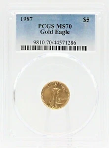 1987 PCGS MS70 $5 Gold American Eagle 1/10 oz - Picture 1 of 2