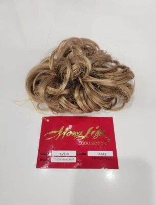Curly Scrunchie cola de caballo sintético 3" 24B claro caramelo rubio moño desordenado Foto 1 de 4