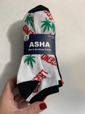 Calcetín Hombre Marihuana Weed Leaf Asha No Show Talla 10-13. 10 pares. NUEVO con etiquetas. Foto 1 de 4