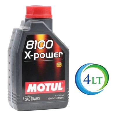4 Litri Motul 8100 X-Power 10W60 Olio Motore 100% Sintetico ACEA A3 B4 API SN