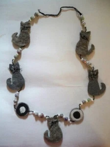 COLLANA LANA COTTA LUNGA ETNICO NEPAL GATTO CAT - Imagen 1 de 1