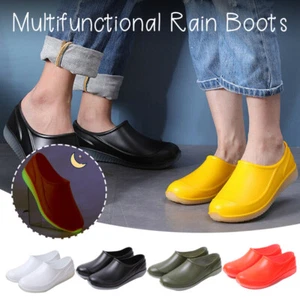 Unisex Rainboots Low Top Short Outdoor Gumboots Chef Gardener Work Shoes Yellow - Picture 1 of 17