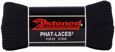 1 Paar 2Stoned Schnürsenkel Phat Laces Schwarz 3cm breit 120cm lang für Sneaker