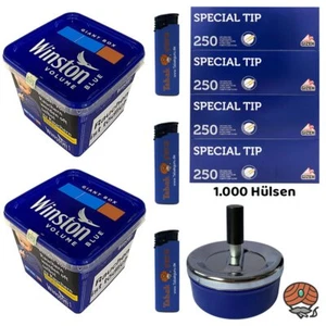 Winston Blue/Blue Tabak Giant Box 2x 180g, Gizeh Special Tip, Zubehör - Bild 1 von 6