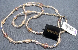 Collana vintage nuova con etichette Catherine Stein vetro rosa e cristalli AB perline flapper - Foto 1 di 12