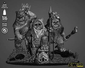 Diorama Ewok (Star Wars) Fan Art - scala 6° o 12° - stampato in 3D - Foto 1 di 10