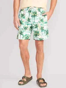 NWT Old Navy Scenic Palms Printed Palm Trees Swim Trunks Board Shorts 7" Men S - Picture 1 of 2