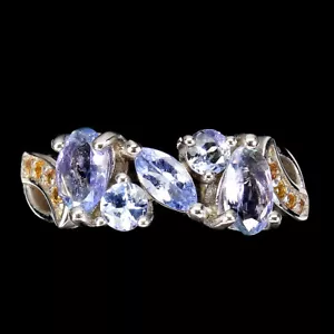 Anillo De Plata 925 Ovalado Con Tanzanita 6x4mm Y Zafiro Joyería 9 - Imagen 1 de 9