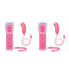 2X 1X Remote Controller Nunchuck For Nintendo Wii Wii U Console Motion Plus Pink