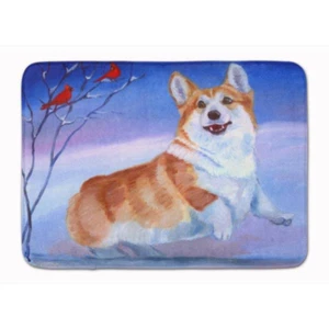 Cute Winter Corgi Dog Memory Foam Bath Mat Shower Rug Restroom Wet Room Carpet - Picture 1 of 2