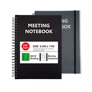 2 Pack Meeting Notebooks Office Work Spiral A4 Notepads Daily Planner 240 Pages - Picture 1 of 8