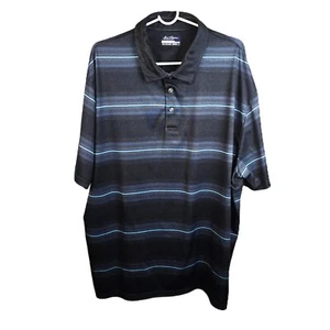 Ben Hogan Men's Golf Shirt 3XL Dark Blue Striped Collar 3 Buttons Short Sleeve - Picture 1 of 5