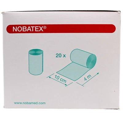 Noba Nobatex Fixierbinden, 10 cm x 4 m, 20 Stück, weiße Mullbinden, elastisch