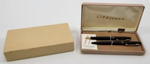 MM) Vintage Stratford Black Plastic Pen & Pencil Set with Box Case - Picture 1 of 7