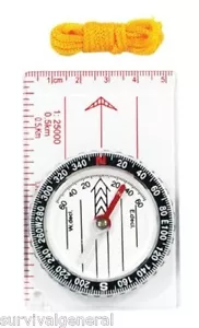 Pocket Map Compass w/Ruler Lanyard For Survival Kits & Camping Emergency Outdoor - Picture 1 of 1
