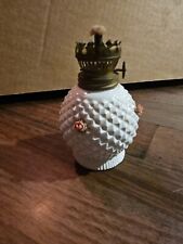 Vintage Oil White Milk Glass Hobnail With Roses Lantern Lamp. Beautiful Piece.