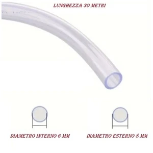 tubo acqua trasparente antigelo 30mt 6mm 1\4 pompe irrigazione acquario giardino - Foto 1 di 4