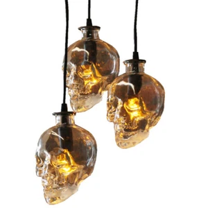 Retro LED Hanging Lamp Skull Pendant Light Ceiling Fixtures E14 Bulb Coffee Shop - Picture 1 of 18