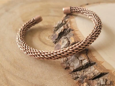 2 Pack Pure Solid Copper Bracelet Mesh Arthritis Pain Therapy Healing Cuff - Image 1 of 3