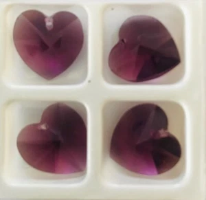 Set of 4-Swarovski Crystal 6228 14mm Amethyst Heart Pendant CCI - Picture 1 of 1