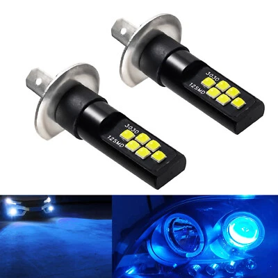 New 2x H1 Ice Blue LED Bulb Bright Upgraded SMD3030 High Beam Direct Replacement - Image 1 of 4