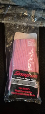SNAP-ON socks Cotton Crew Size medium PINK UNISEX BRAND NEW SEALED 1 pair - Image 1 of 2