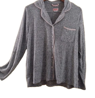 Kate Spade 弹性柔软睡衣上衣纽扣粉色缎面口音 L 码 — 第 1/4 张图片