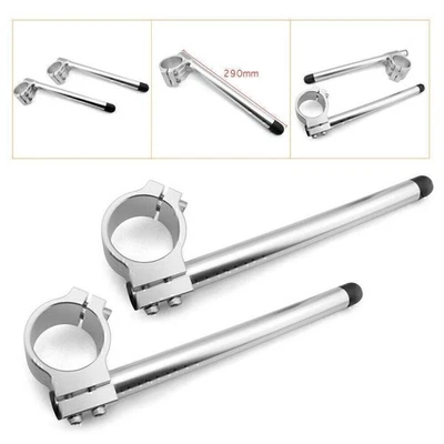 2x Clip On Handle Bar 50mm Fork Tube Fit Yamaha Ducati Honda Suzuki Cafe Racer Foto 1 de 4