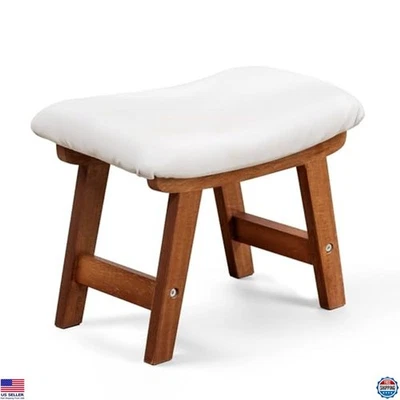 Stylish Leather-Covered Foot Stool - Wooden Foot Rest for Couch, Sofa, Desk - Image 1 of 4