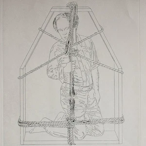 Künstlerporträt Performance Selbst in Kiste Postwar sign Radierung 1975 2/150 - Imagen 1 de 3