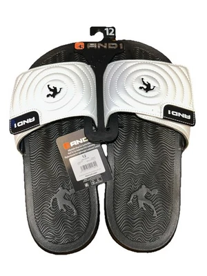 AND1 Men’s Athletic Adjustable Swirl Slide Sandals White Size 12 - Image 1 of 4