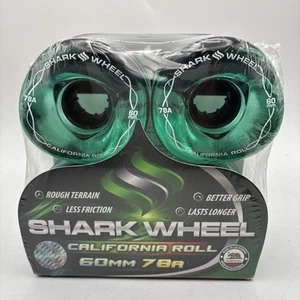 Shark Wheel California Roll 60MM 78A Skateboard Clear Green Black 4 Pack Wheel - Picture 1 of 3