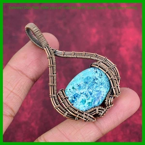 Halloween Deal Chrysocolla Stone New Wire Wrapped Elegant Pendant Jewelry Copper - Picture 1 of 6