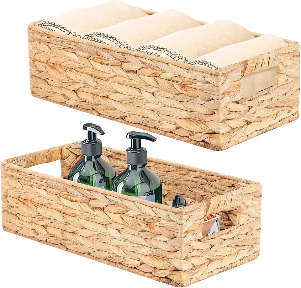 Cesto Portaoggetti Intrecciato, Impilabile Organizer Con Maniglia (Grande Dimens - Immagine 1 di 4