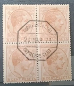 Spain Alfonso Xll Edifil # 191 (0) LUXURY 1878 block of 4 - Picture 1 of 1