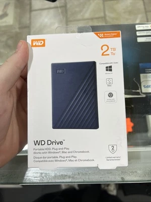WD Drive Portable HDD (2TB) External Hard Drive Windows + Mac + Chromebook  New - Image 1 of 4