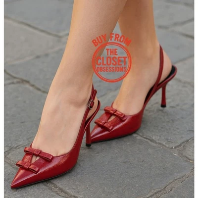 Salto ZARA feminino EUA 9 vermelho couro envernizado falso novo com etiquetas - Imagem 1 de 4