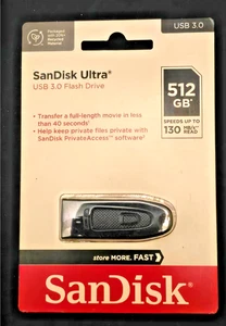 SanDisk 512GB Ultra USB 3.0 130MB/s Thumb Pen Flash Pen Drive SDCZ48-512G - Afbeelding 1 van 2