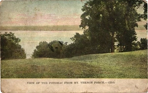 Vintage 1919 Mt. Vernon Veranda Postkarte Blick auf Potomac River Landschaft - Bild 1 von 2