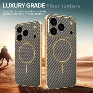 Electroplated Carbon Fiber Phone Cover for iPhone 17 Pro 16 16E 15 14 13 12 11 - Picture 1 of 11