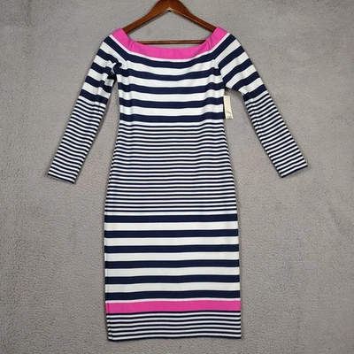 Eliza J платье женщин 4 синий белый в полоску с подкладкой с плеча оболочка новый с Ярлыками - Изображение 1 из 4